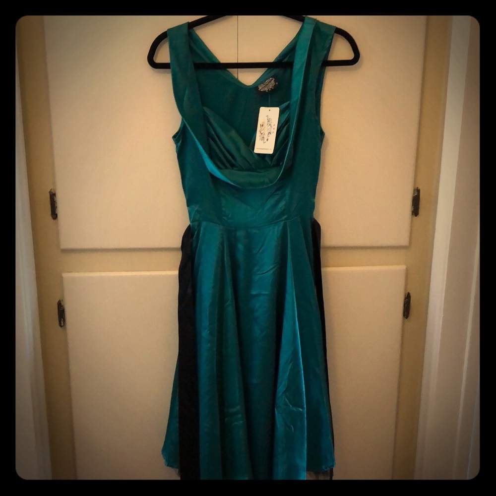 Green Hearts & Roses London Satin Dress